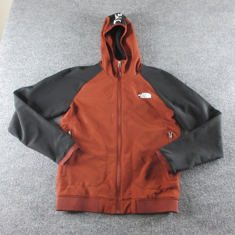The North Face Jacket Mens S Orange Gray Tekware FlashDry Hooded Full Zip Hiking